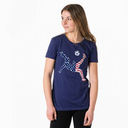 Soccer Women's Everyday Tee - Girls Soccer Stars and Stripes Player