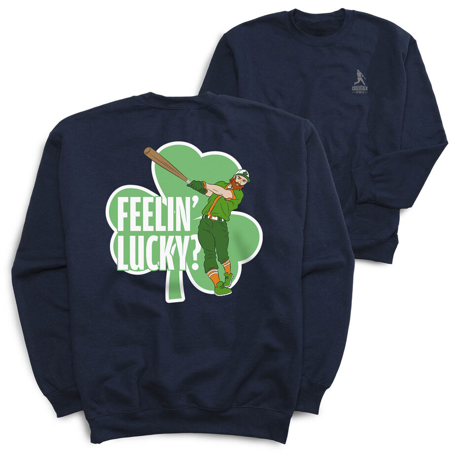 Baseball Crewneck Sweatshirt - Feelin' Lucky Baseball (Back Design)