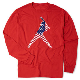 Softball Tshirt Long Sleeve - Softball Stars and Stripes Player