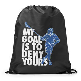 Guys Lacrosse Drawstring Backpack - My Goal Is To Deny Yours Defenseman