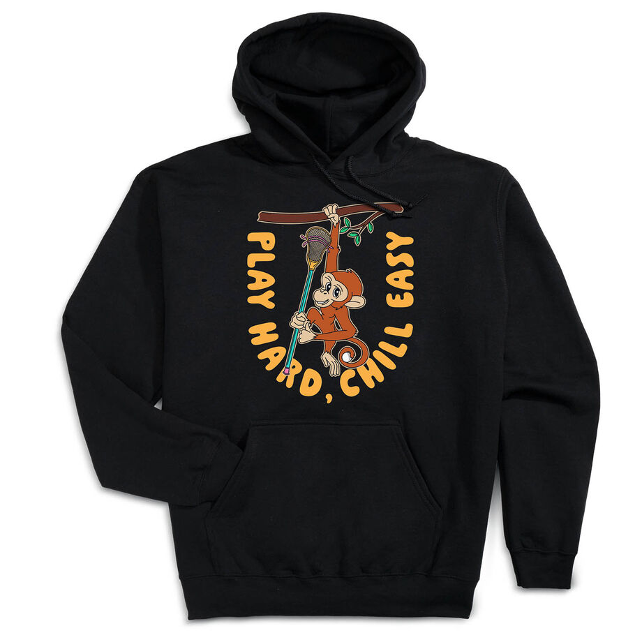 Guys Lacrosse Hooded Sweatshirt - Play Hard, Chill Easy