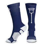 Guys Lacrosse Woven Mid-Calf Socks - Single Stick (Navy/White)