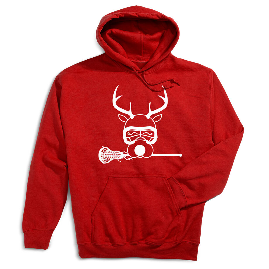 Girls Lacrosse Hooded Sweatshirt - Lax Girl Reindeer - Personalization Image
