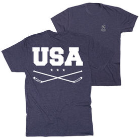 Hockey Short Sleeve T-Shirt - USA (Back Design)
