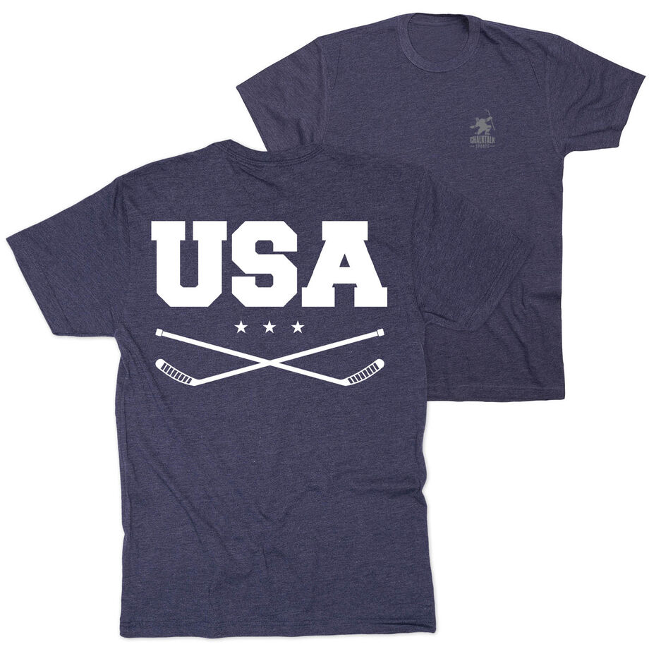 Hockey Short Sleeve T-Shirt - USA (Back Design)