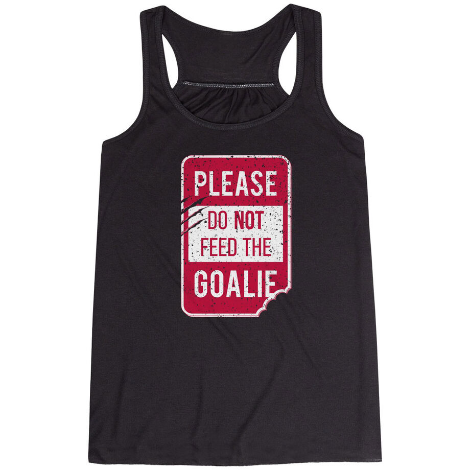 Hockey Flowy Racerback Tank Top - Don't Feed The Goalie