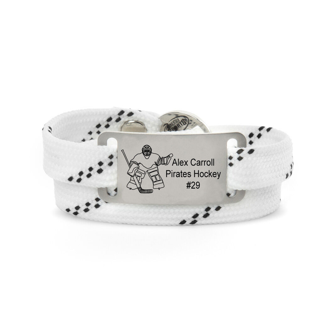 Adjustable Hockey Lace Bracelet With Slider Personalized Goalie