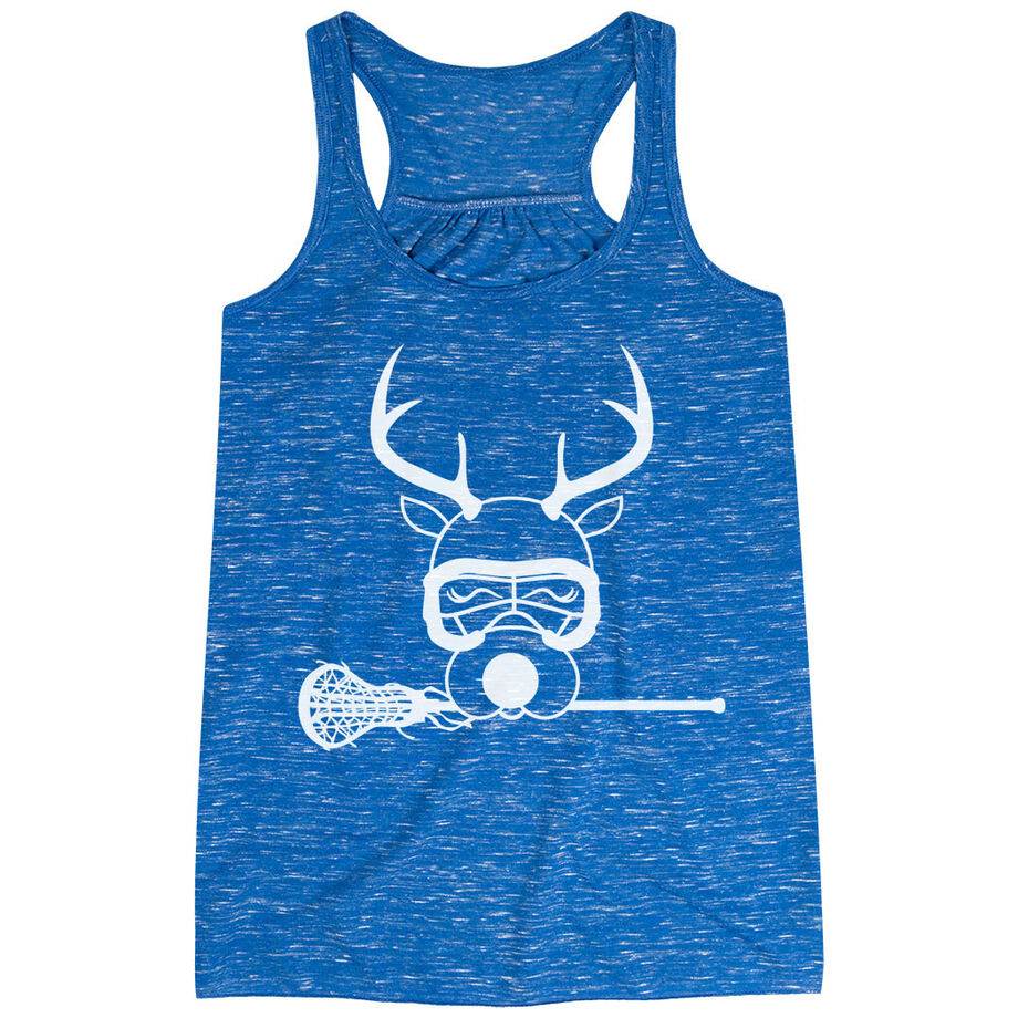 Girls Lacrosse Flowy Racerback Tank Top - Lax Girl Reindeer