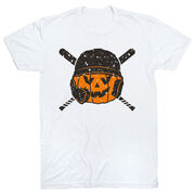 Baseball/Softball Short Sleeve T-Shirt - Helmet Pumpkin