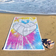 Volleyball Premium Beach Towel - Volleyball Heart