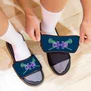 Girls Lacrosse Repwell&reg; Slide Sandals - Monogram with Lax Sticks