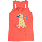 Girls Lacrosse Flowy Racerback Tank Top - Chase The Lax Dog