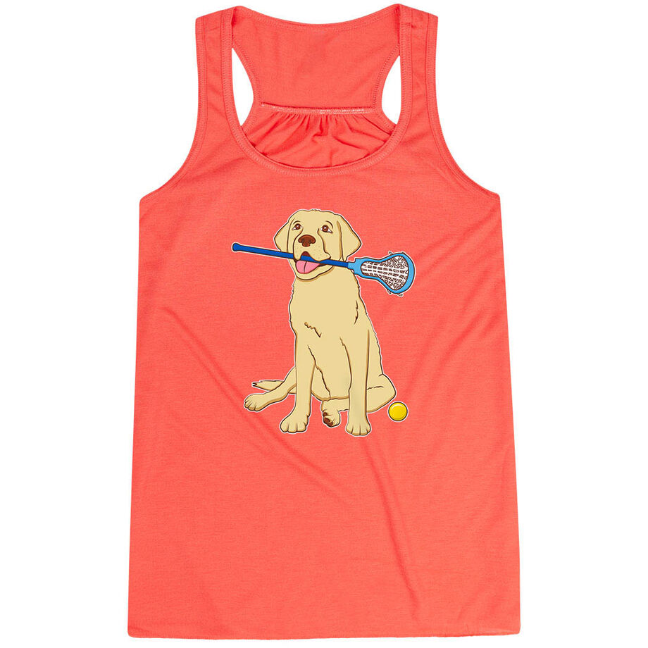 Girls Lacrosse Flowy Racerback Tank Top - Chase The Lax Dog