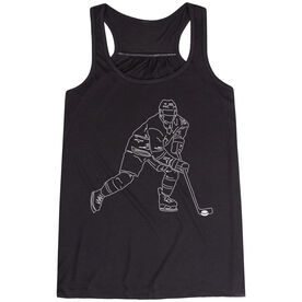 Hockey Flowy Racerback Tank Top - Hockey Player Sketch