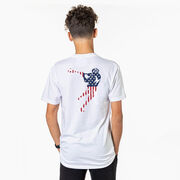 Guys Lacrosse Short Sleeve T-Shirt - American Flag Silhouette (Back Design)
