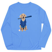 Baseball Long Sleeve Performance Tee - Dinger the Baseball Dog