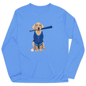 Baseball Long Sleeve Performance Tee - Dinger the Baseball Dog