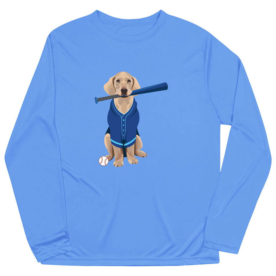Baseball Long Sleeve Performance Tee - Dinger the Baseball Dog