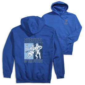 Guys Lacrosse Hooded Sweatshirt - Survival of the Fittest (Back Design) [Adult Large/Royal] - SS
