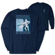 Guys Lacrosse Tshirt Long Sleeve - Survival of the Fittest (Back Design)