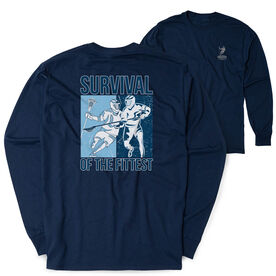Guys Lacrosse Tshirt Long Sleeve - Survival of the Fittest (Back Design)