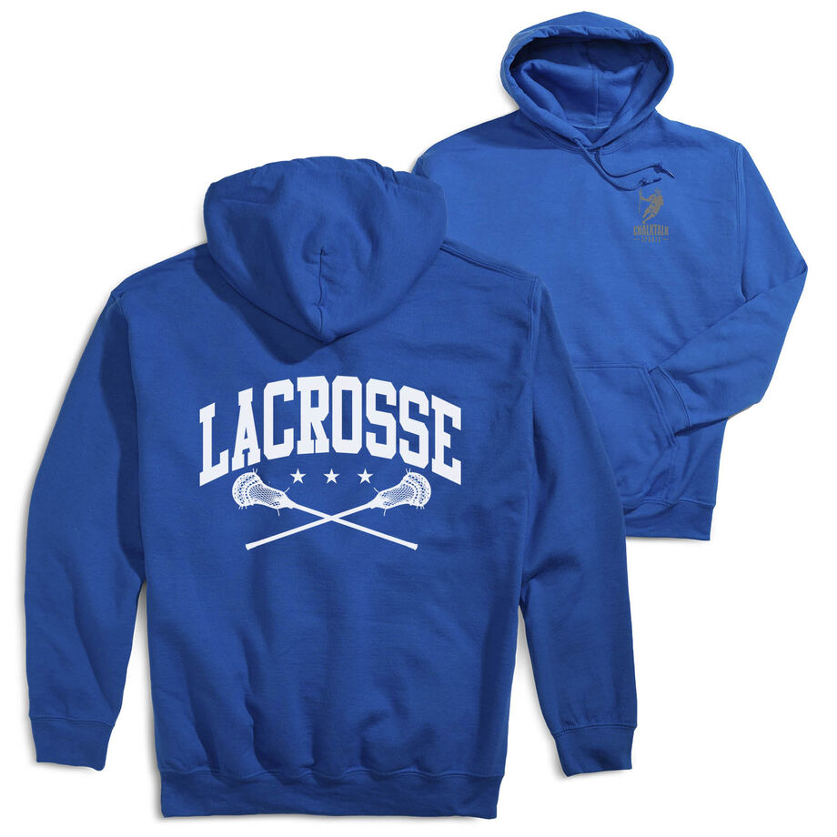 Guys Lacrosse Hooded Sweatshirt - Crossed Sticks (Back Design)