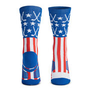 Hockey Woven Mid-Calf Socks - Patriotic (Red/White/Blue)