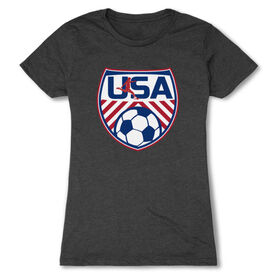 Soccer Women's Everyday Tee - Soccer USA [Adult Medium/Charcoal] - SS