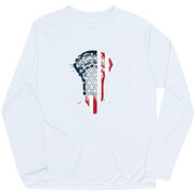 Guys Lacrosse Long Sleeve Performance Tee - Patriotic Stick