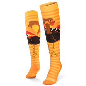 Woven Knee-High Socks - Gobbles Turkey
