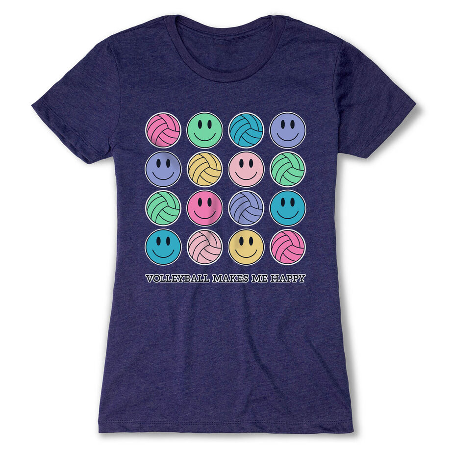 Volleyball Women's Everyday Tee - Volleyball Makes Me Happy