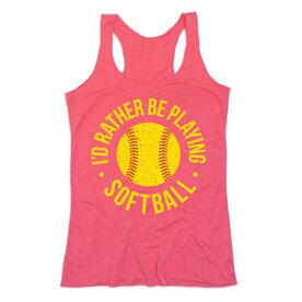 Softball Women's Everyday Tank Top - Rather Be Playing Softball Distressed