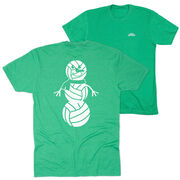 Volleyball Short Sleeve T-Shirt - Volleyball Snowman (Back Design)