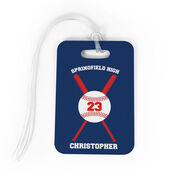 Baseball Bag/Luggage Tag - Personalized Baseball Team with Crossed Bat