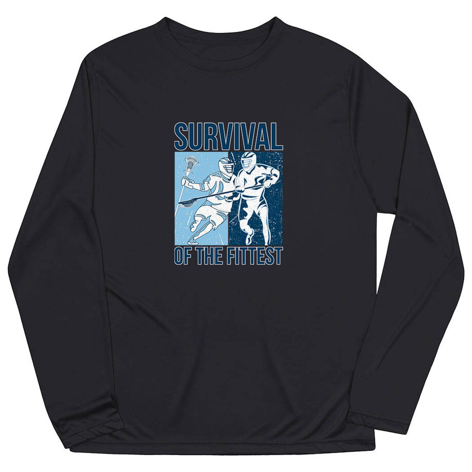 Guys Lacrosse Long Sleeve Performance Tee - Survival of the Fittest