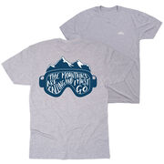 Skiing Short Sleeve T-Shirt - The Mountains Are Calling (Back Design)