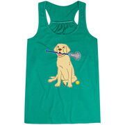 Girls Lacrosse Flowy Racerback Tank Top - Chase The Lax Dog