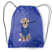 Baseball Drawstring Backpack - Dinger the Baseball Dog