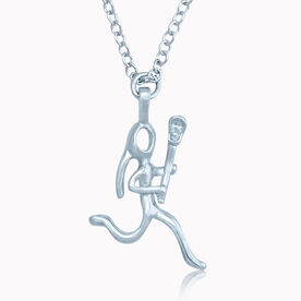 Silver Lacrosse Girl (Stick Figure) Necklace