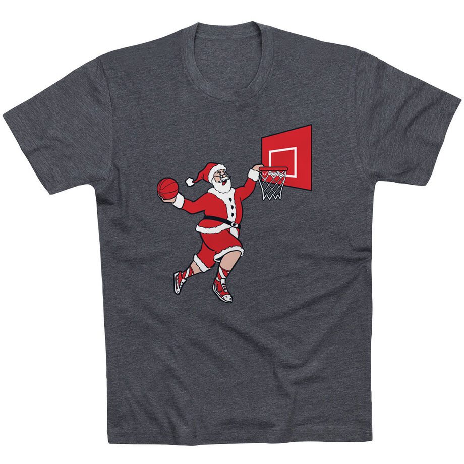 Basketball T-Shirt Short Sleeve - Slam Dunk Santa - Personalization Image