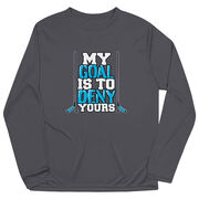 Hockey Long Sleeve Performance Tee - My Goal Is To Deny Yours Hockey (Blue/Black)