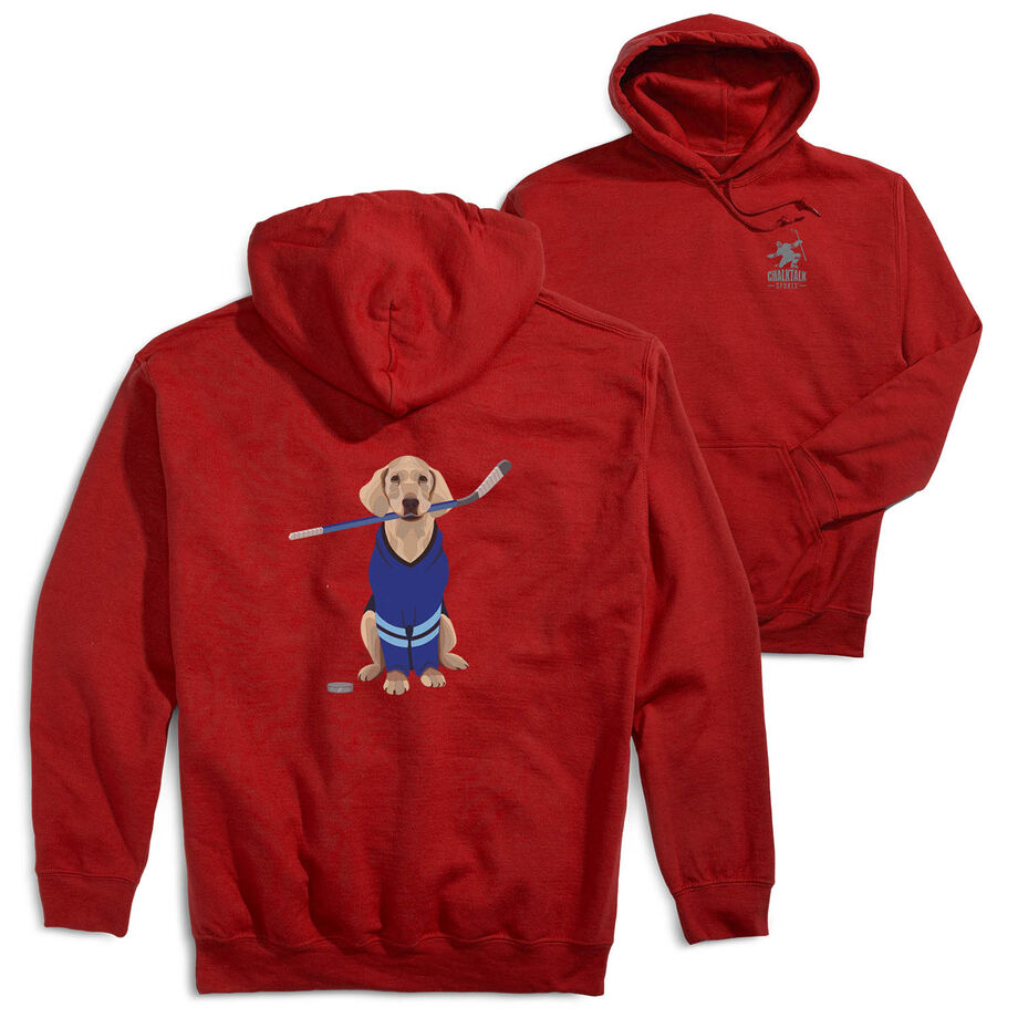 Hockey Hooded Sweatshirt - Puck The Hockey Dog (Back Design)