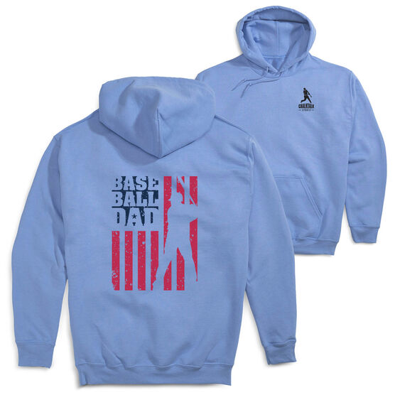 Baseball Hooded Sweatshirt - Baseball Dad American Flag (Back Design)