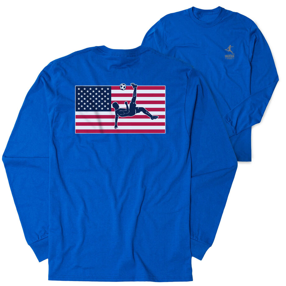 Soccer Tshirt Long Sleeve - Patriotic Soccer (Back Design)