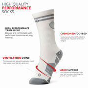 Tennis Woven Mid-Calf Socks - Crossed Racquets - Gray