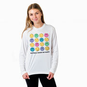 Softball Long Sleeve Performance Tee - Softball Makes Me Happy