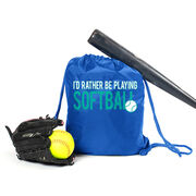 I'd Rather Be Playing Softball Drawstring Backpack