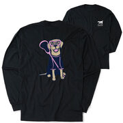 Girls Lacrosse Tshirt Long Sleeve - Lily The Lacrosse Dog (Back Design)