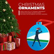 Tennis Round Ceramic Ornament - Girl Silhouette with Santa Hat