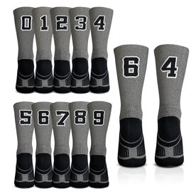 Team Number Woven Mid-Calf Socks - Gray/Black